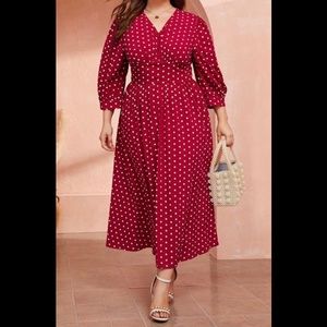 Buttoned Front Corset Waist Polka Dot Dress